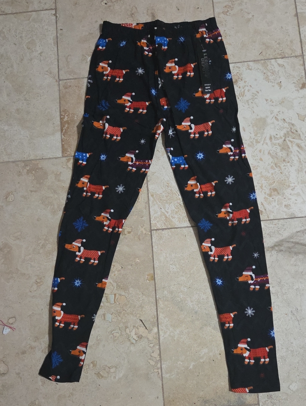 🎄🐶 Leggings Depot Christmas Dachshund Dog Print Leggings – Holiday Pajama OS